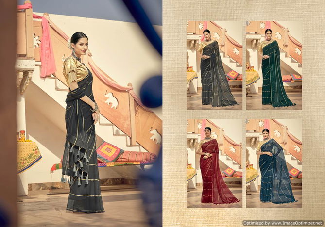 Ynf Viscose Silk Stylish Party Wear Chiffon Latest Designer Saree Collection